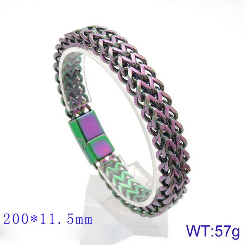 Hip-Hop Retro Color Block Titanium Steel Plating 18K Gold Plated Men's Bracelets