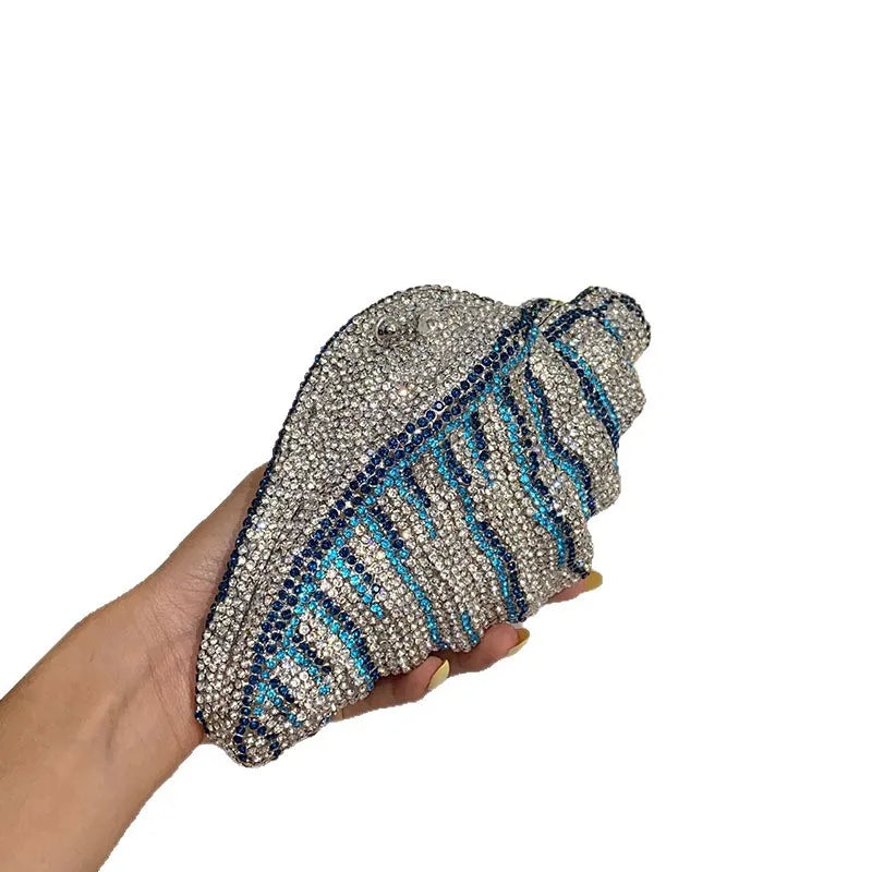 Heavy Industry Shiny Diamond-encrusted Pearl Conch Shell Acrylic Bag Seaside Casual Holiday Crossbody Bag