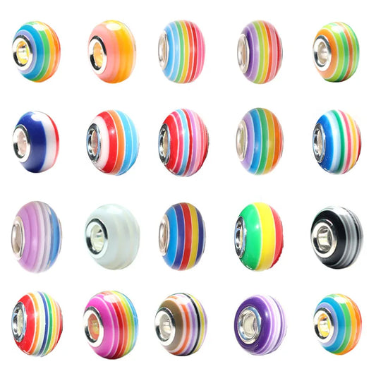 100 PCS/Package 8 * 14mm Resin Round Color Block Beads