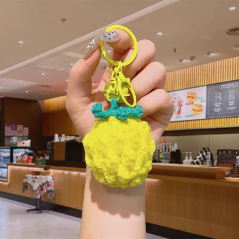 Handmade Smiley Face Vegetable Fruit Keychain Plush Crocheted Cute Hanging Doll Creative Gift Christmas Valentine's Day New Year