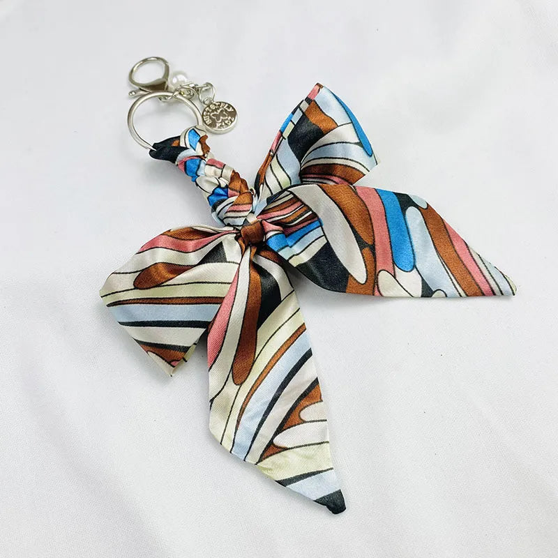Sweet Simple Style Bow Knot Cloth Metal Unisex Bag Pendant Keychain