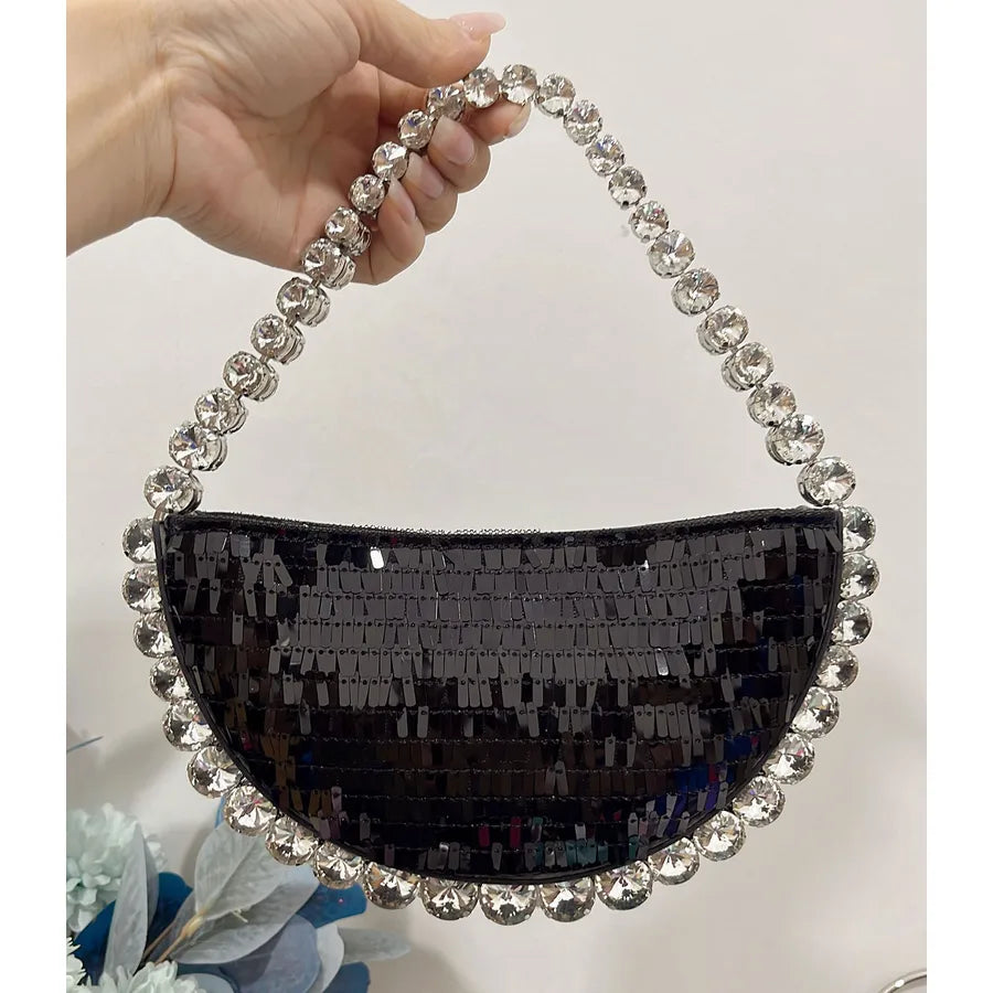 women's all seasons pu leather solid color streetwear semicircle zipper handbag