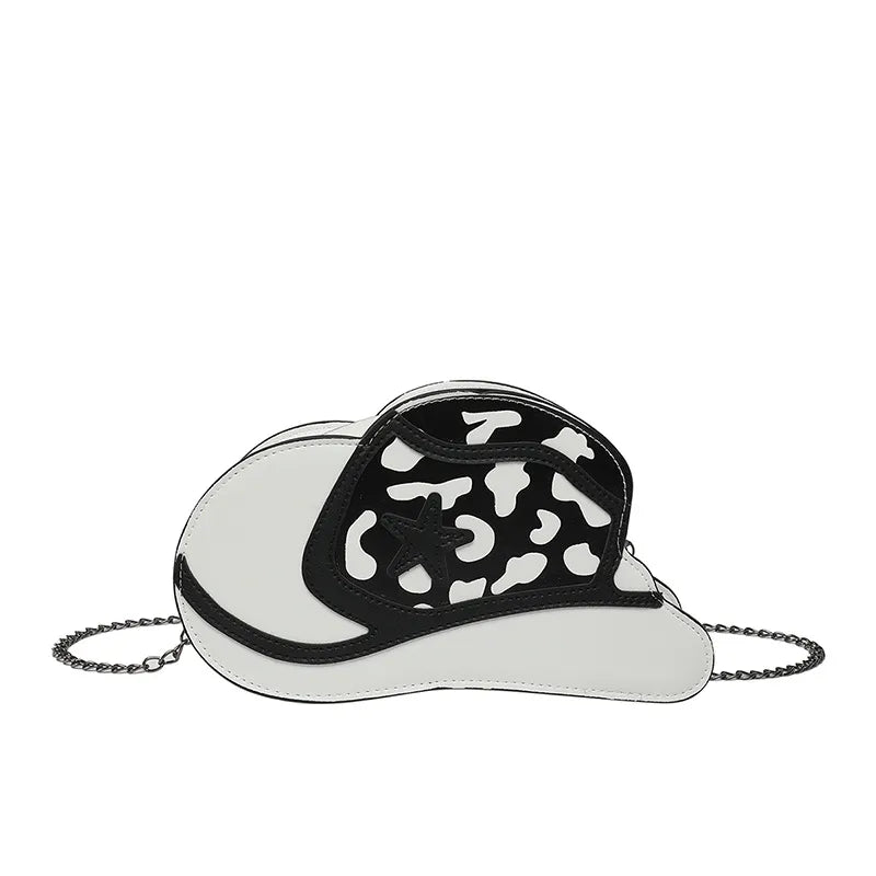 Fashionable Ladies' PU Leather Shoulder Bag Versatile Hat Shape Crossbody Bag Stylish Print Elements Round Ball Shaped Bag