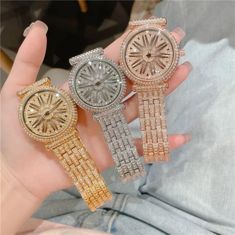 Luxurious Shiny Solid Color Butterfly Double Snap Quartz Watch