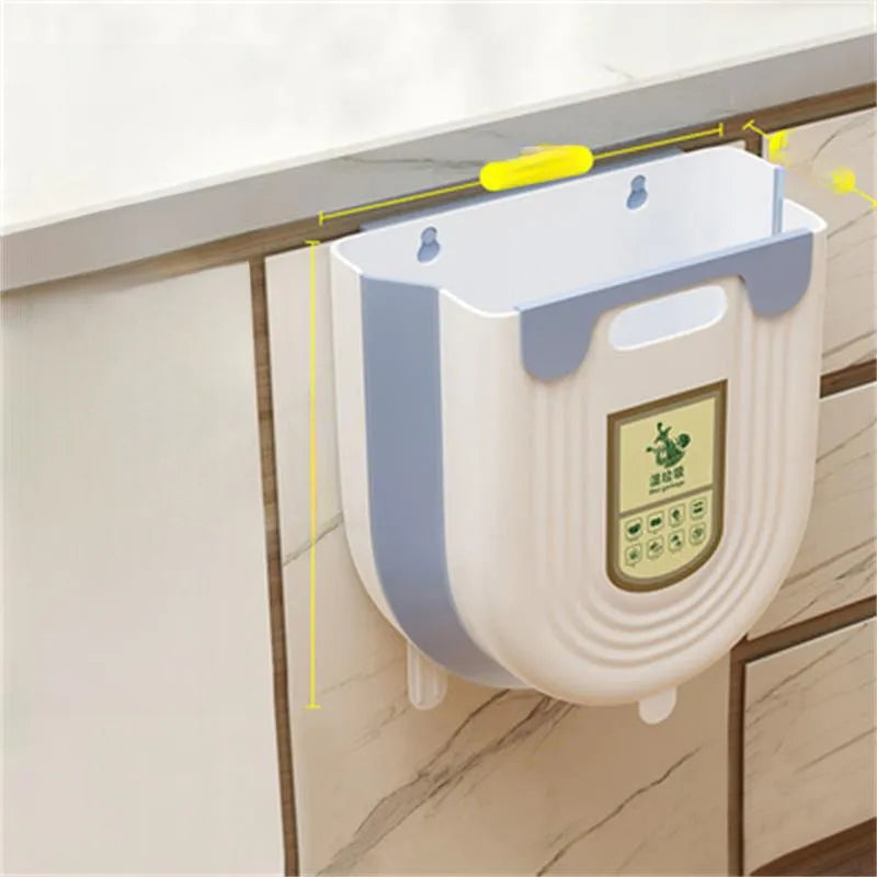 Kitchen Trash Bin Hanging Household Kitchen Waste Classification Folding Cabinet Door Wall Hanging Toilet Toilet Storage Paper Basket