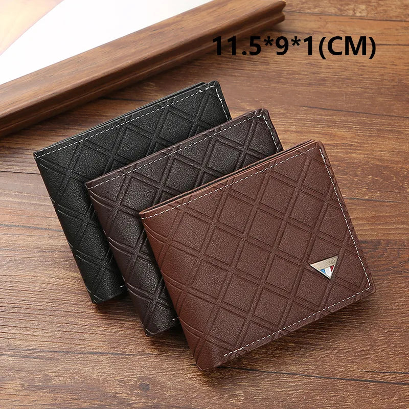 men's lingge pu leather open wallets