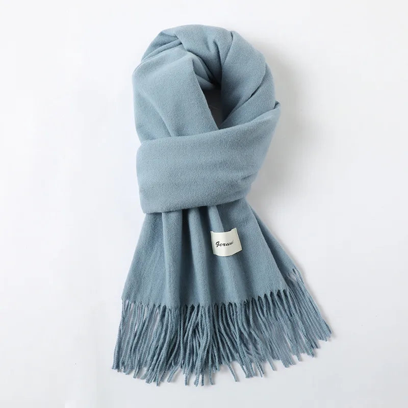 women's simple style solid color imitation cashmere scarf