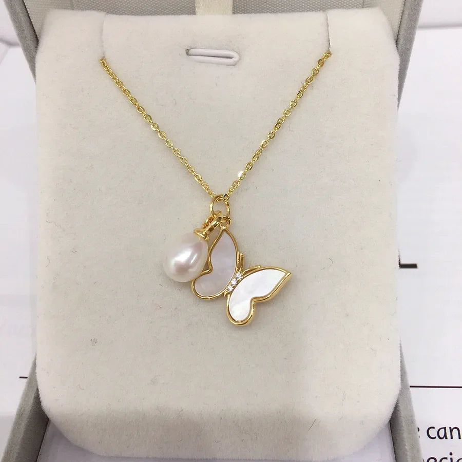 Zhuji Pearl Origin Natural Freshwater Pearl Pendant Butterfly Natural Sea Shell Mother Pearl Pendant Jewelry