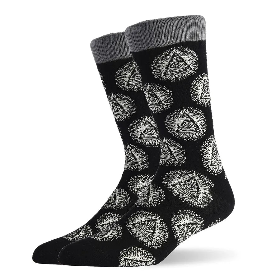 men's fashion car mushroom nylon cotton jacquard crew socks