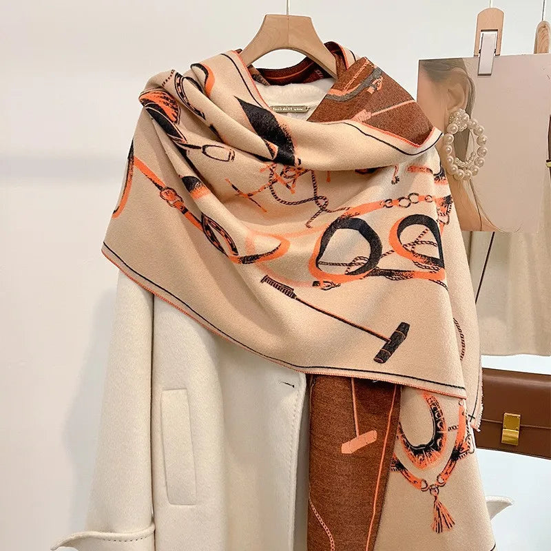 Unisex Basic Color Block Flower Acrylic Scarf