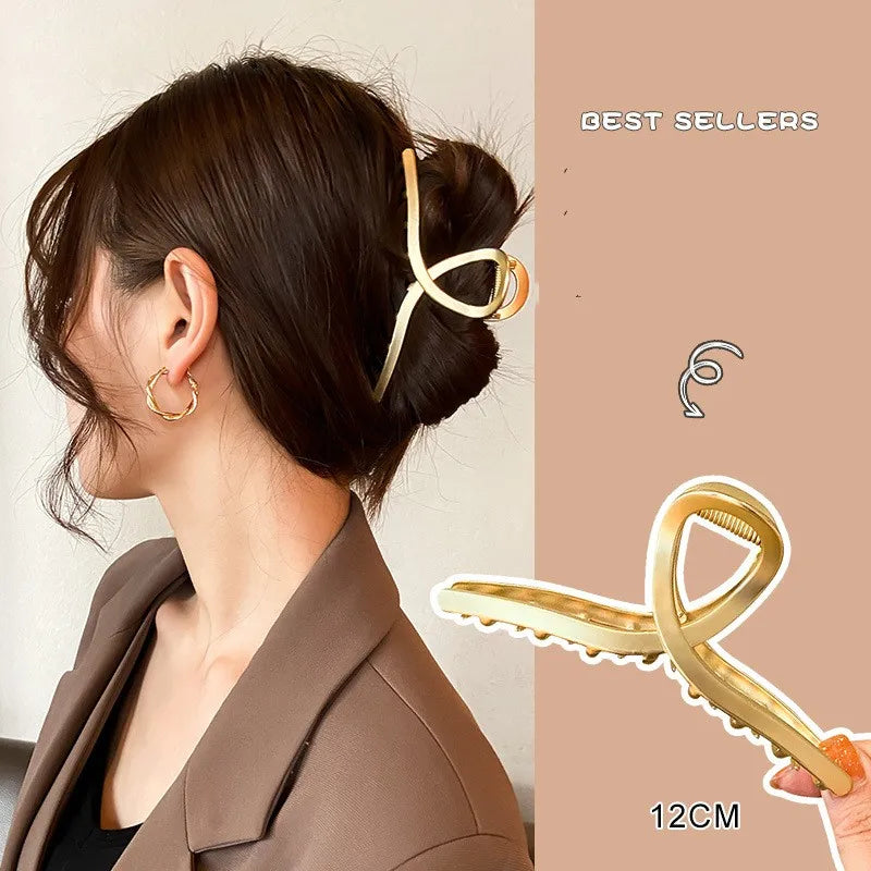 simple style sector shell rectangle imitation pearl rhinestone metal hair claws