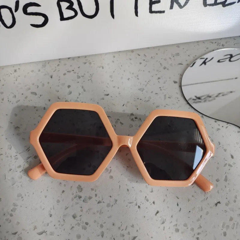 Simple Style Cool Style Solid Color UV400 Protection Resin Special-Shaped Mirror Full Frame Kids Sunglasses