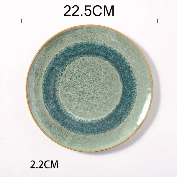 Retro Solid Color Flower ceramics Tableware 1 Piece