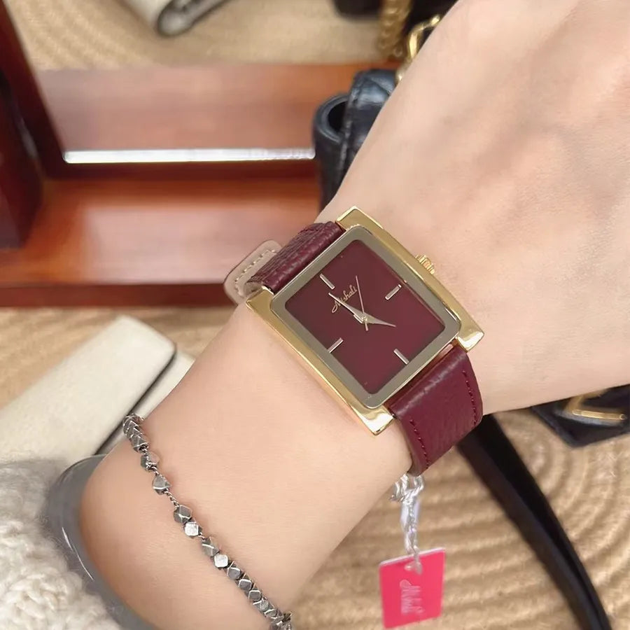 Elegant Solid Color Buckle Quartz Watch Women's Watches