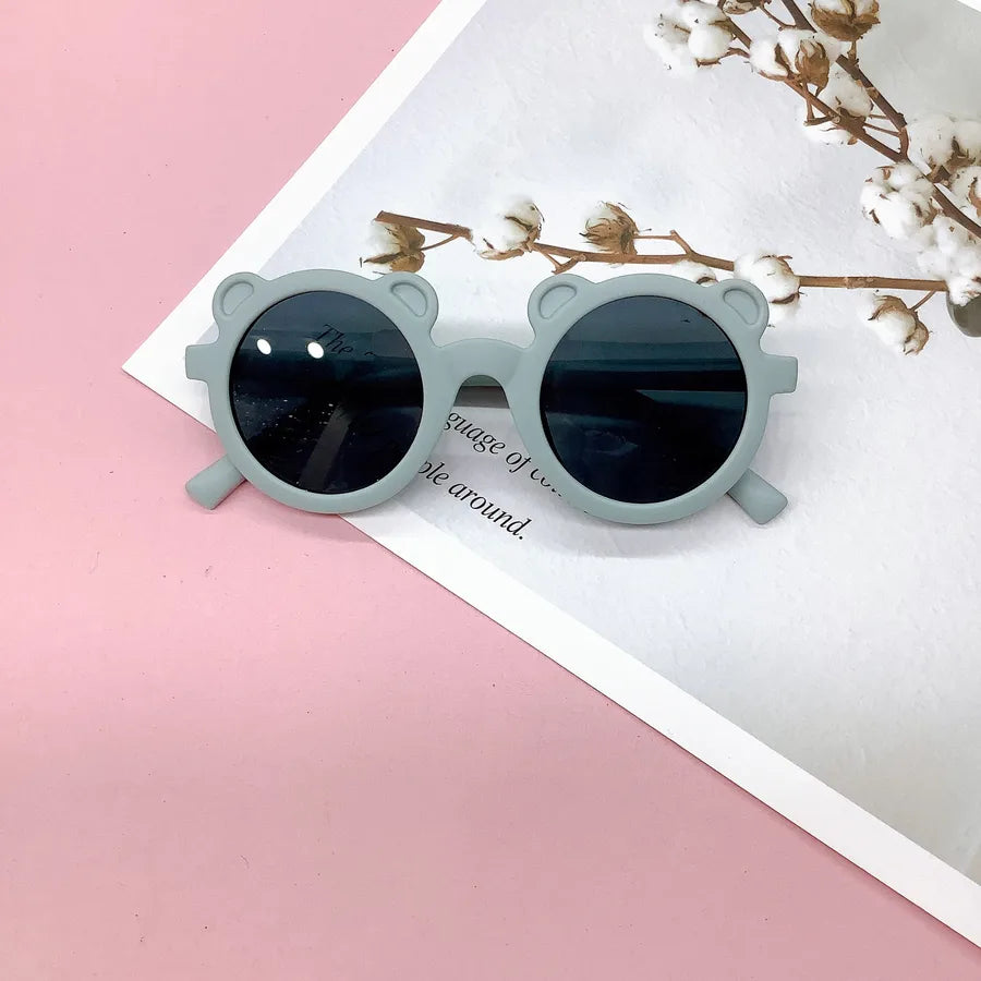 Retro Bear Matte UV400 Kids Sunglasses Unisex Children's Fashionable Sun Protection Glasses Non-Polarized Party Outing Fishing
