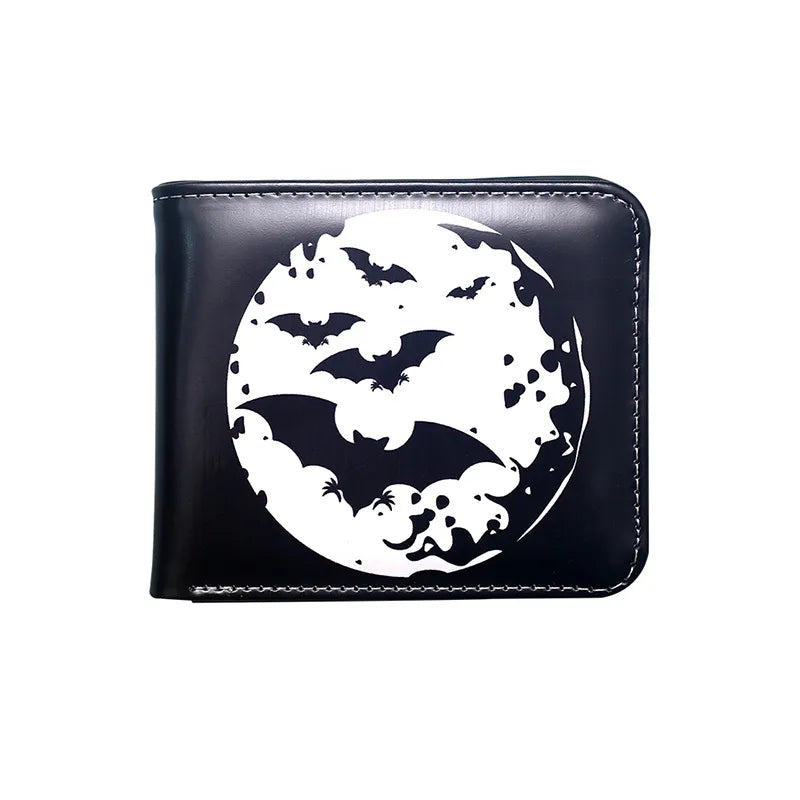Men's Bat Skull PVC Open Wallets