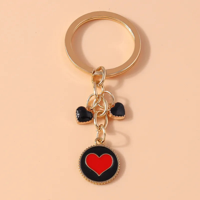 Cartoon Style Sweet Simple Style Round Heart Shape Alloy Keychain