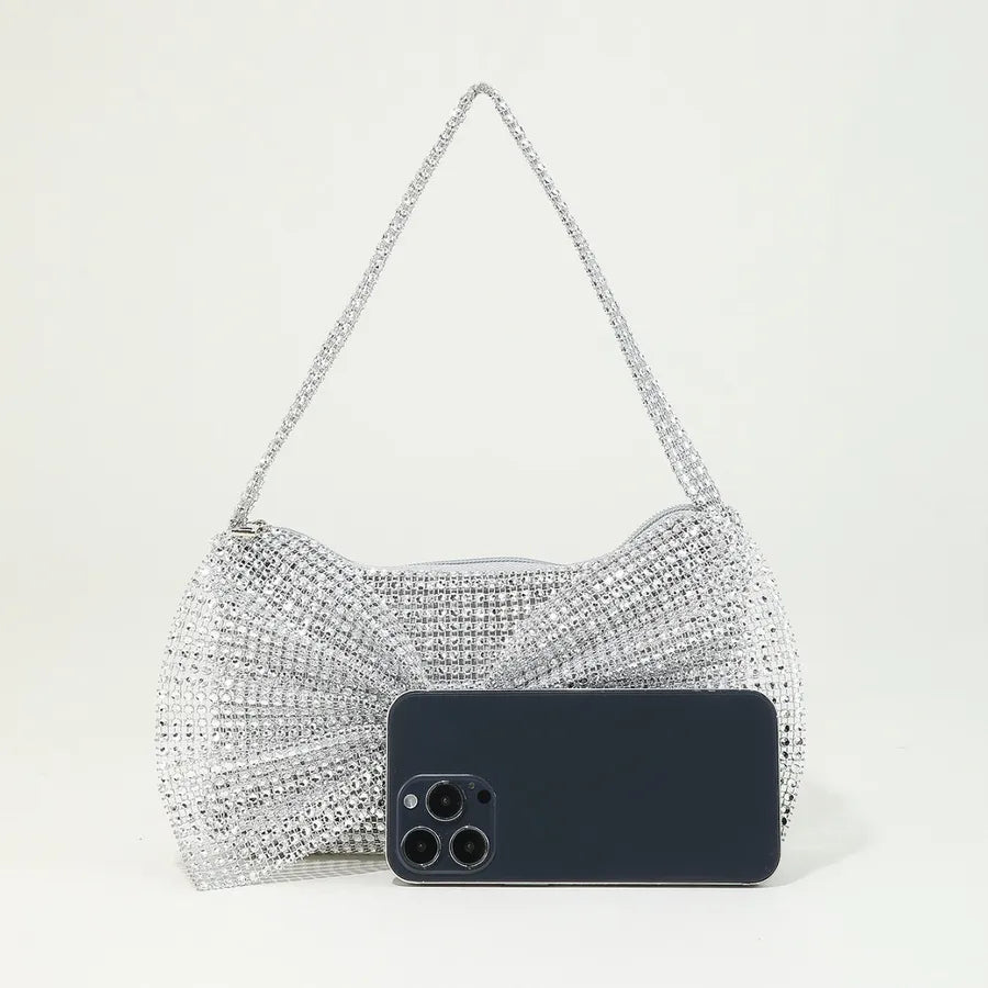 New Mini Party Evening Bag Glittering Rhinestone Embellished Butterfly Knot Decoration Unique Design Handbag Fashionable Clutch