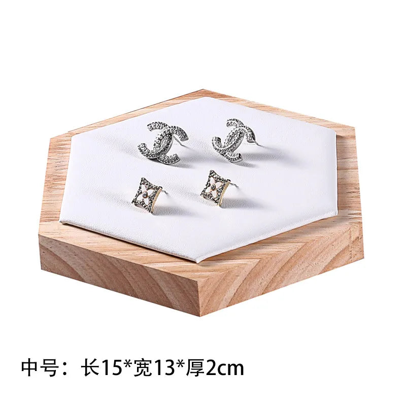 Jewelry Display Stand Earring Bracelet Necklace Ring Holder Wooden Hexagonal Structure Academic Style Crafted From Solid Wood