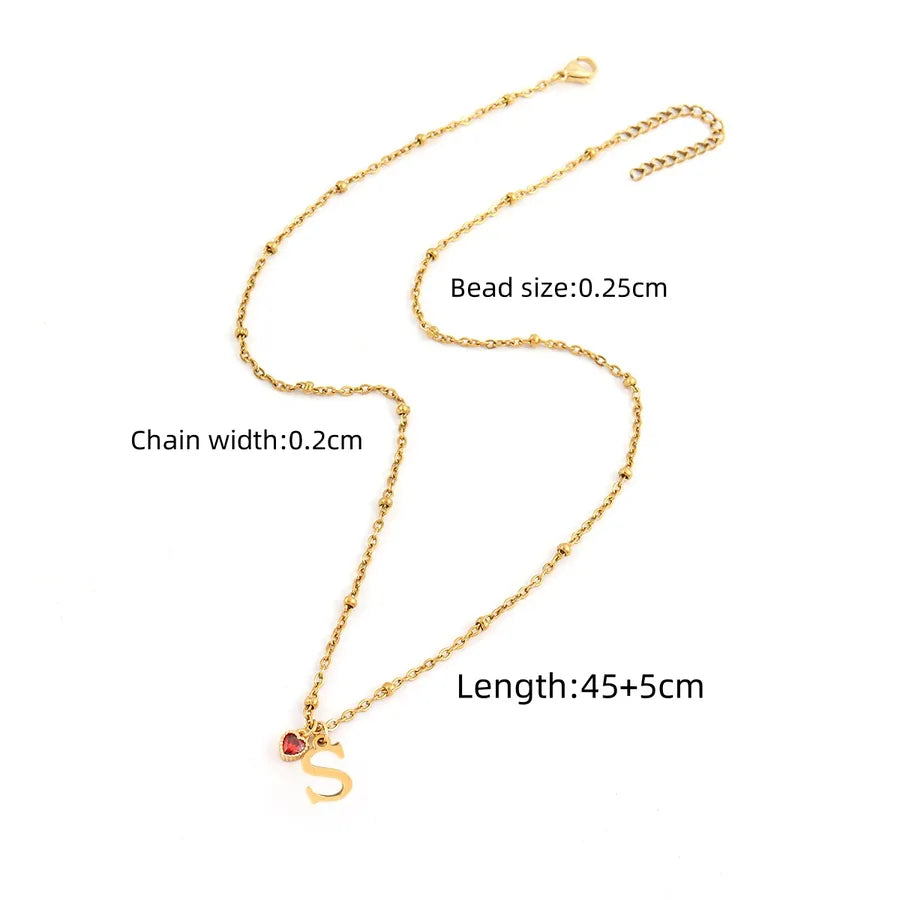 Wholesale Jewelry Elegant Simple Style Classic Style Letter Heart Shape 201 Stainless Steel 304 Stainless Steel Artificial Crystal Artificial Crystal Inlay Cross Bead Necklace Pendant Necklace