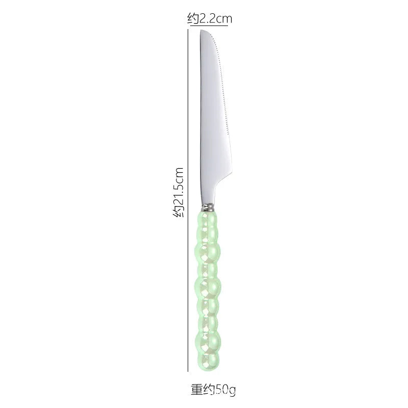 Casual Geometry Stainless Steel ceramics spoon Tableware 1 Piece