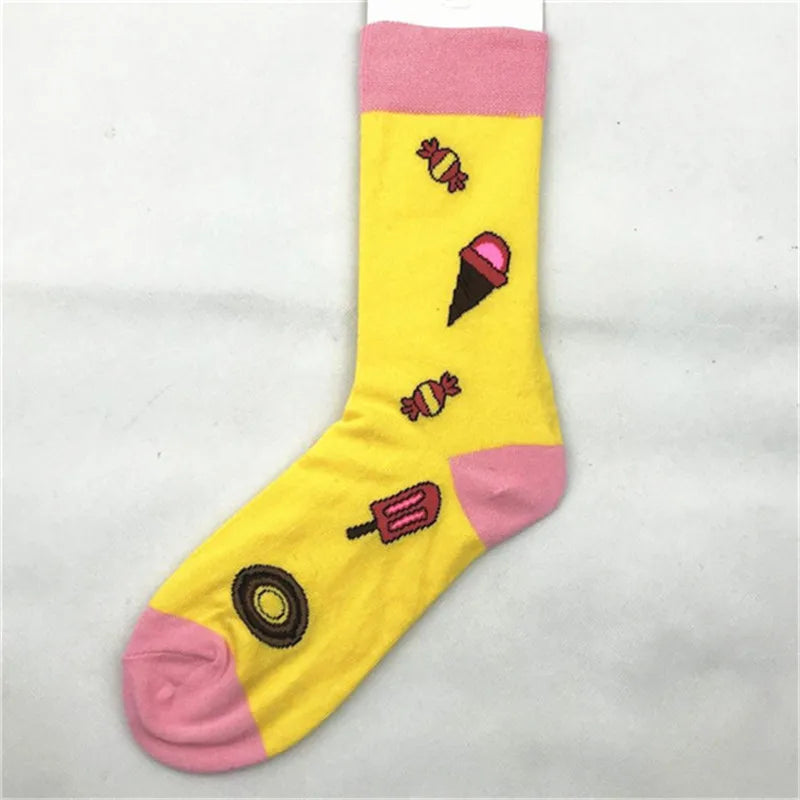 unisex casual geometric cotton crew socks a pair