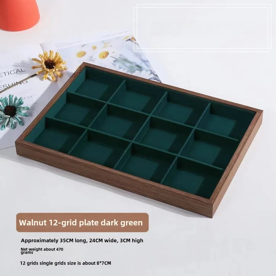 Walnut wood grain jewelry storage box ring tray stud earrings necklace watch tray jewelry bracelet display
