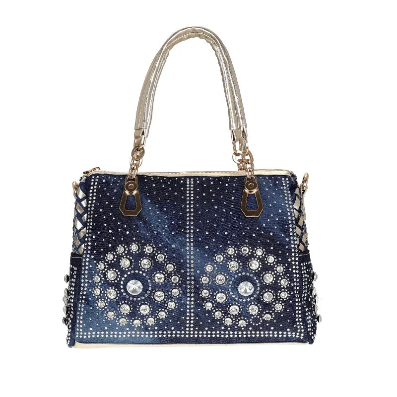 Women's Medium Canvas Geometric Vintage Style Streetwear Weave Square Zipper Tote Bag