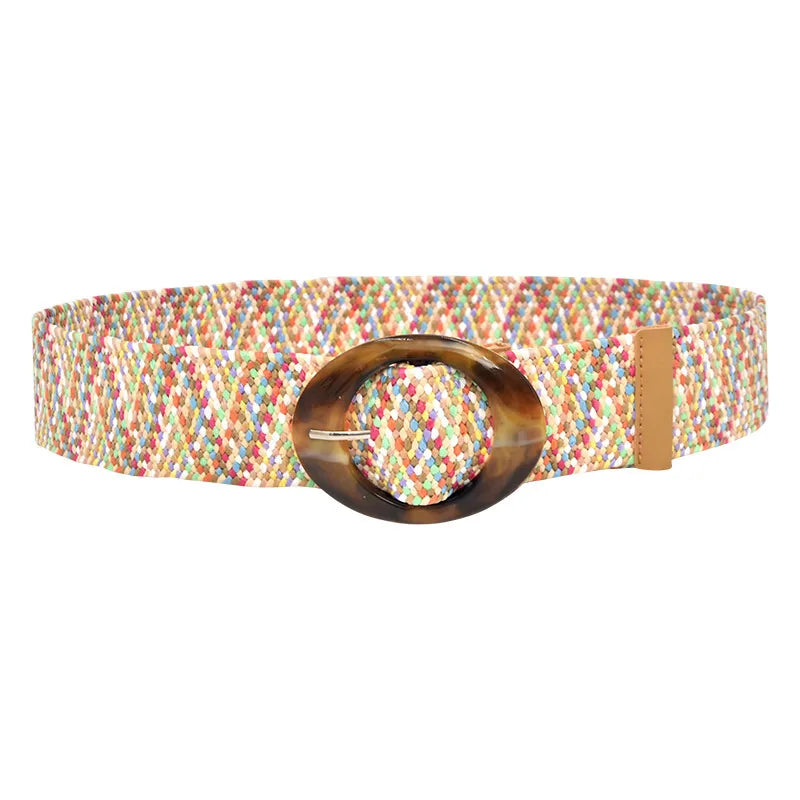 Retro Commute Stripe Solid Color Straw Women's Woven Belts
