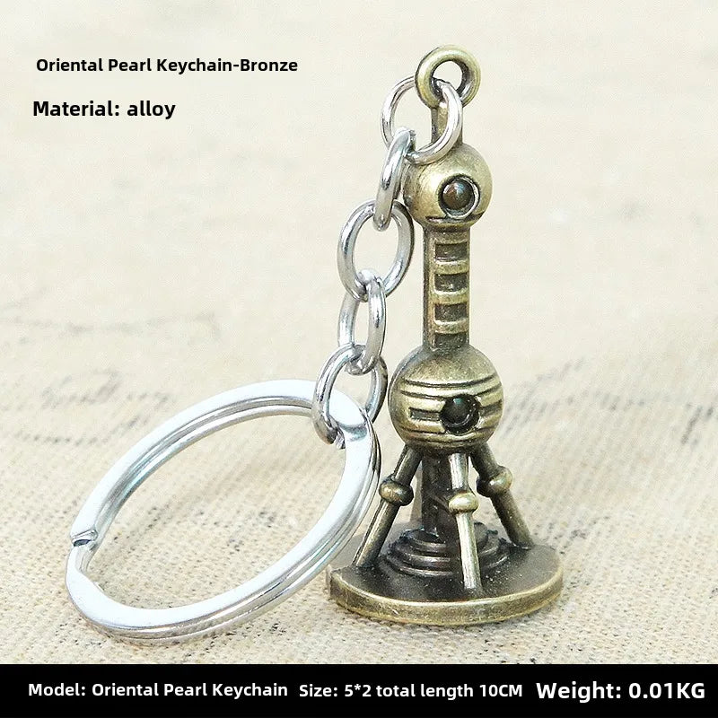 Factory sales metal simulation shell pistol tank aircraft hammer Bell ear spoon keychain uncle souvenir