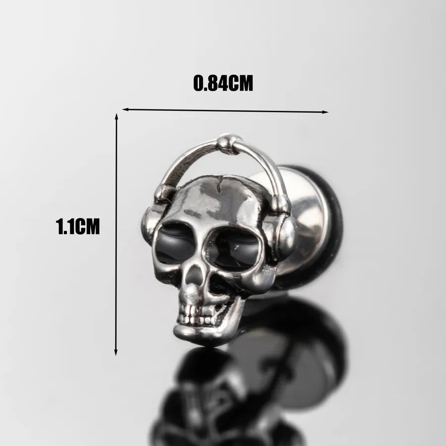 1 Piece Halloween Hip-Hop Vintage Style Rock Sun Skull 316 Stainless Steel  Ear Studs
