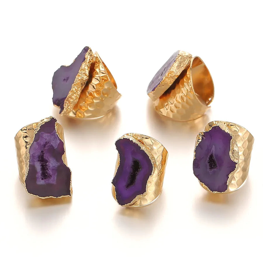 classic style commute color block agate artificial gemstones rings in bulk