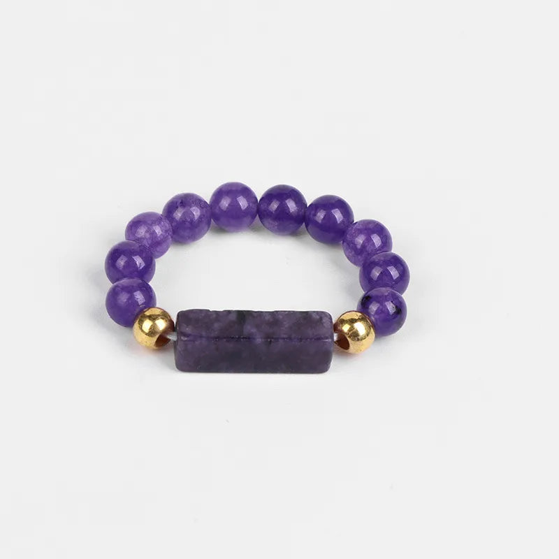 ethnic style round natural stone beaded rings 1 piece