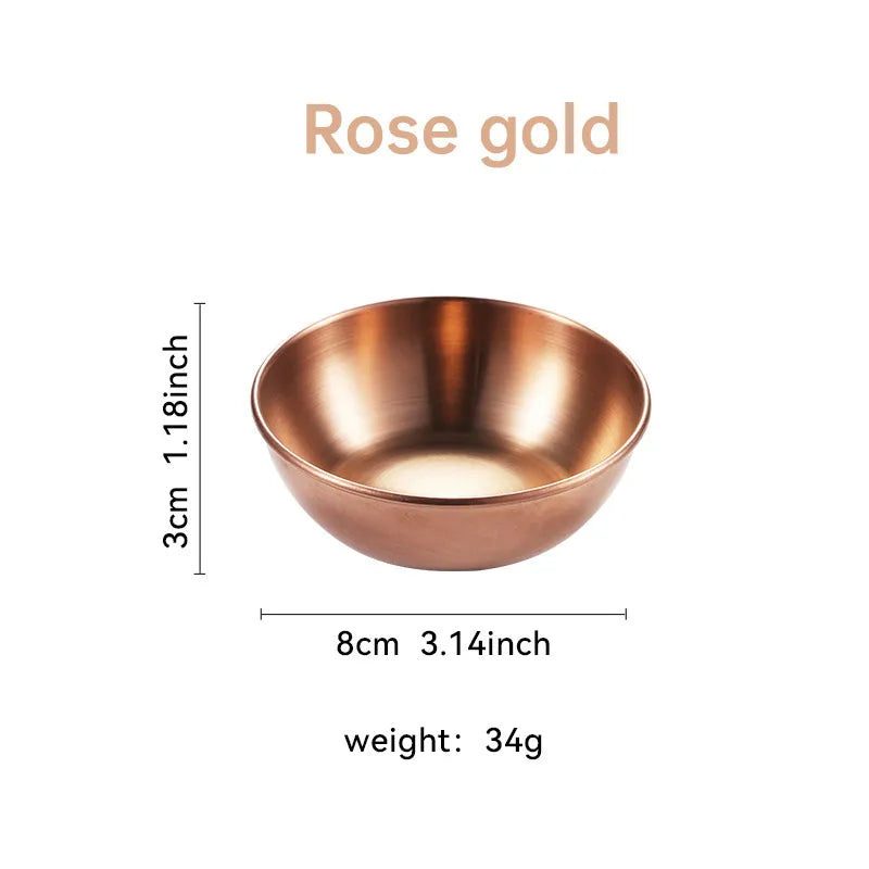 Large Stainless Steel Plate Golden Sauce Seasoning Plate 8-piece Set Household Restaurant Soy Sauce Plate 4-piece Set Dipping Sauce Plate