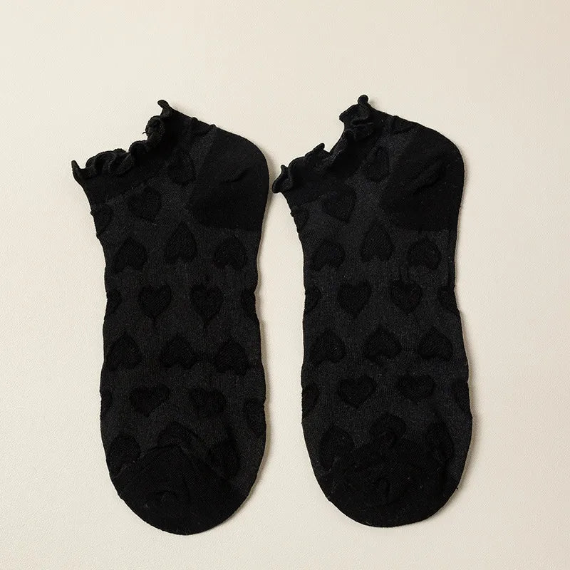 women's fashion heart shape cotton jacquard ankle socks a pair