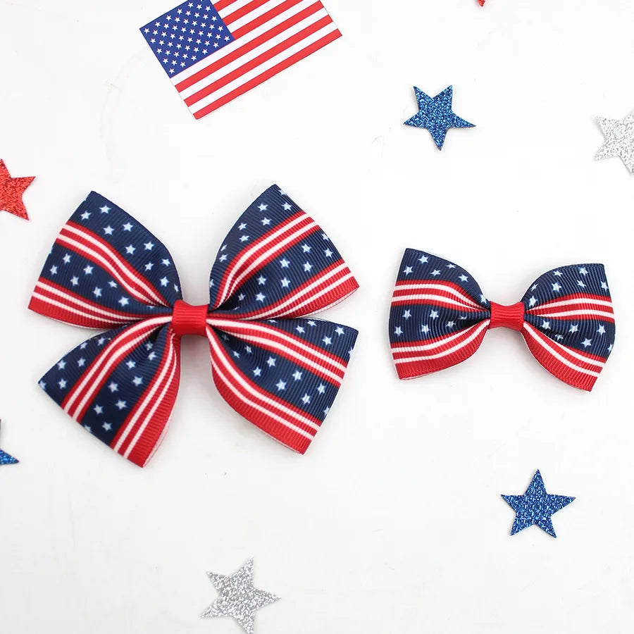 Independence Day Hairpin American Flag Bow Hair Accessories Children Girl Cute Headwear Patriotic Hairpin