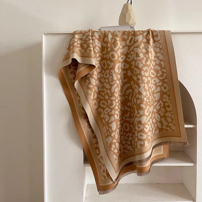 Unisex Simple Style Leopard Imitation cashmere Scarf