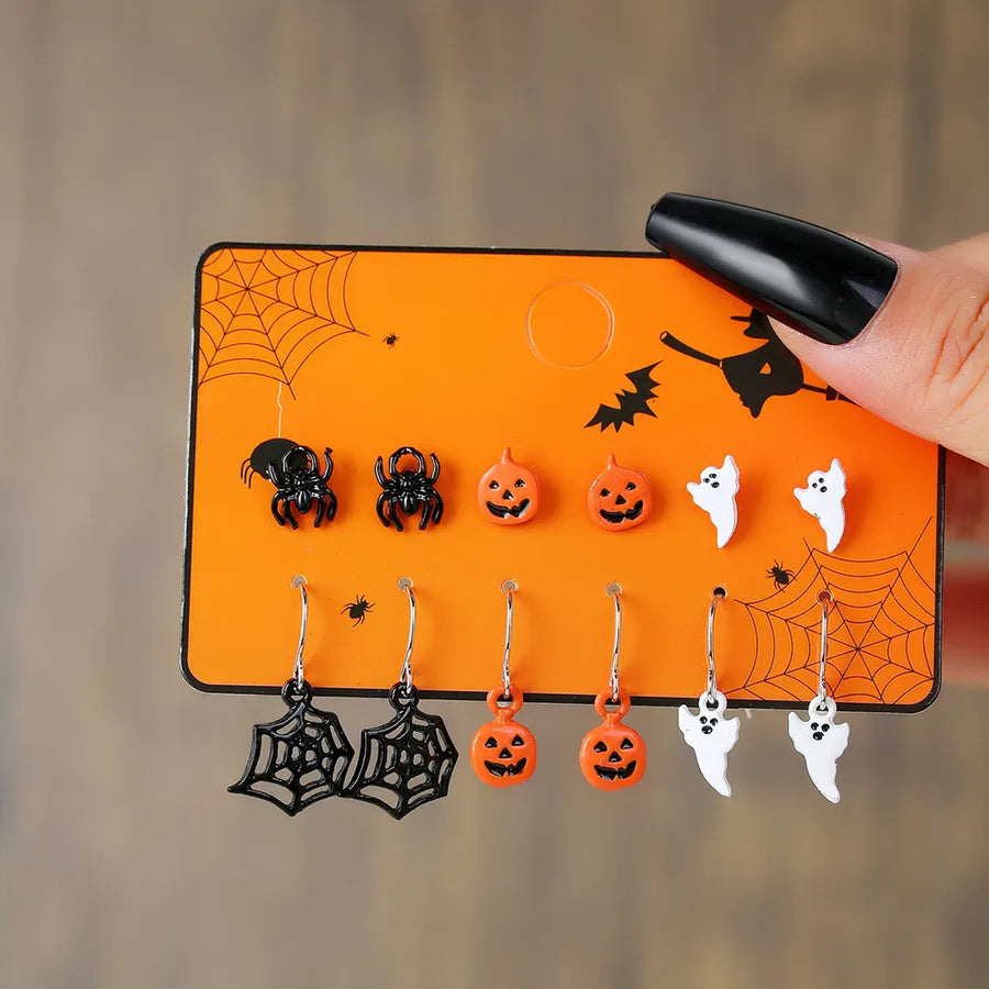 Halloween Horror Atmosphere Spider Pumpkin Skull Ear Cuff Combo Festive Ear Studs Set Unisex Original Design Alloy Jewelry