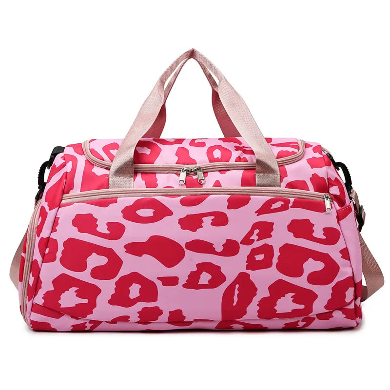 European and American milk pattern travel Big bag waterproof Oxford cloth women's portable shoulder bag wet and dry separation Fitness Bag