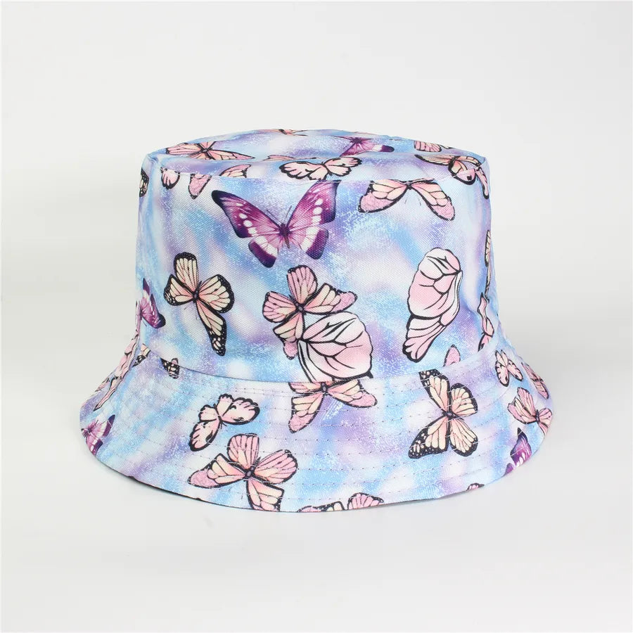 Double-Sided Fisherman Hat Women's Floral Print Sunshade Leaf Animal Cartoon Bucket Cap Spring Summer Elegant Casual Style