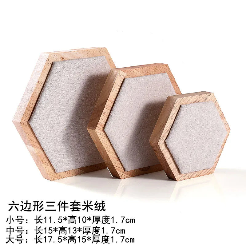 Jewelry Display Stand Earring Bracelet Necklace Ring Holder Wooden Hexagonal Structure Academic Style Crafted From Solid Wood