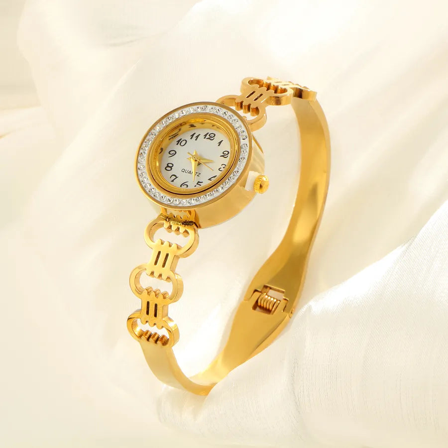 Elegant Simple Style Streetwear Geometric Round Quartz Women's Watches