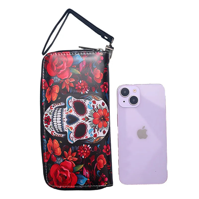 Unisex Bat Skull PVC Zipper Wallets