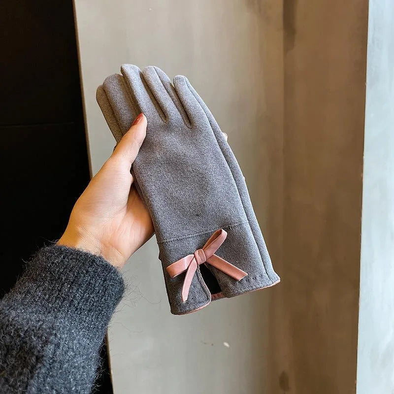 women's simple style solid color velvet polyester gloves 1 pair