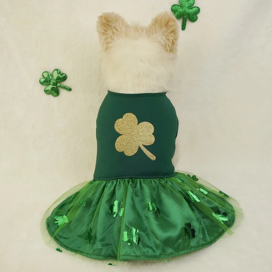 Casual Cute Polyester St. Patrick Shamrock Pet Clothing