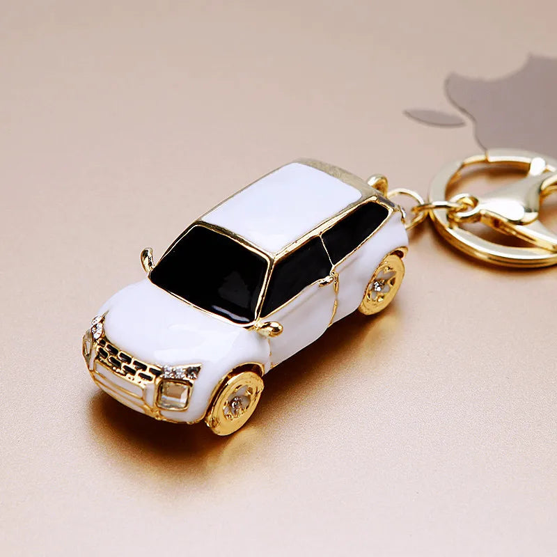 cute car metal diamond women's bag pendant keychain