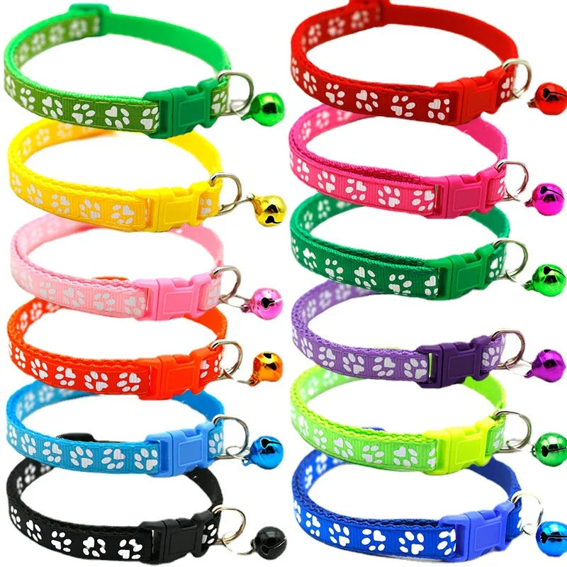casual pp solid color footprint pet collar