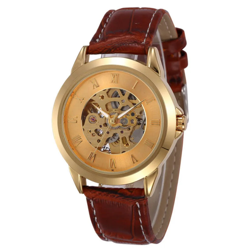 Retro Color Block Butterfly Double Snap Buckle Mechanical Watch Men's Watches