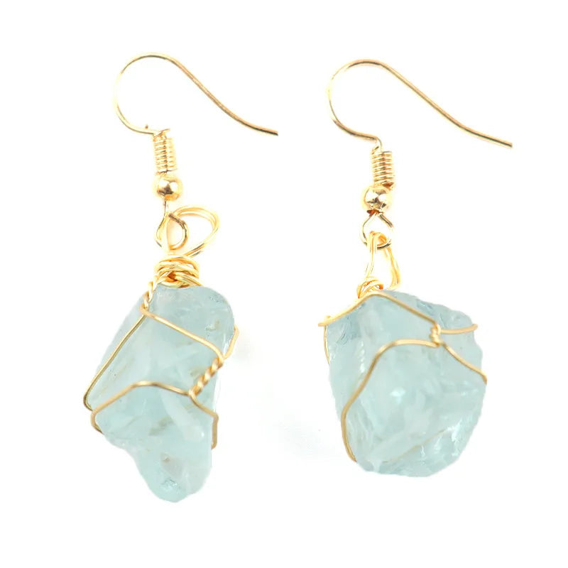 1 pair simple style irregular asymmetrical plating natural stone metal drop earrings