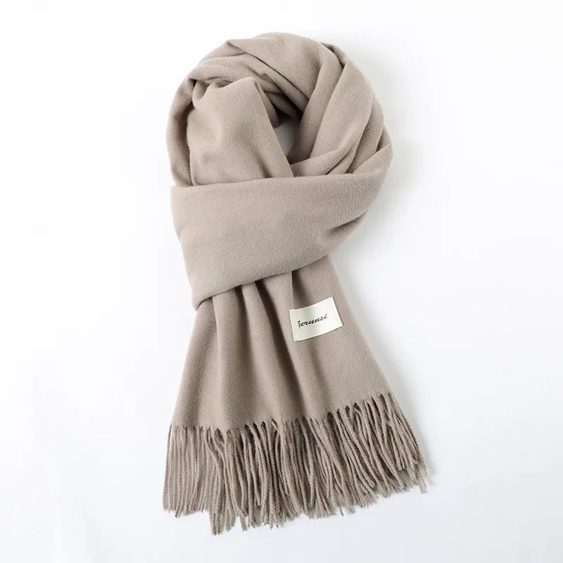 women's simple style solid color imitation cashmere scarf